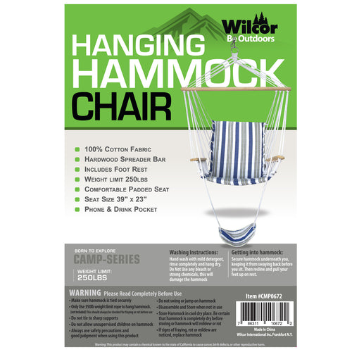 HAMMOCK CHAIR W/ SPONGE GREEN/BLUE